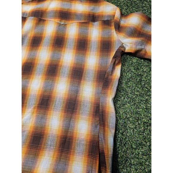 Vintage Dee Cee Pearl Snap Shirt Women's 34 USA Orange Red Plaid Western EUC - Picture 8 of 8